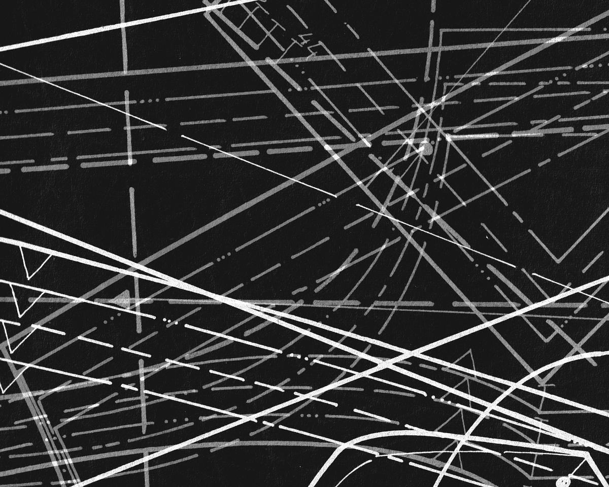 Титульное изображение для страницы события: абстрактное изображение, множество пересекающихся белых пунктирных линий на черном фоне