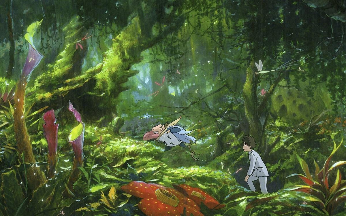 Титульное изображение для страницы события: кадр из фильма «Мальчик и птица», мальчик пробирается вслед за птицей через лесные заросли