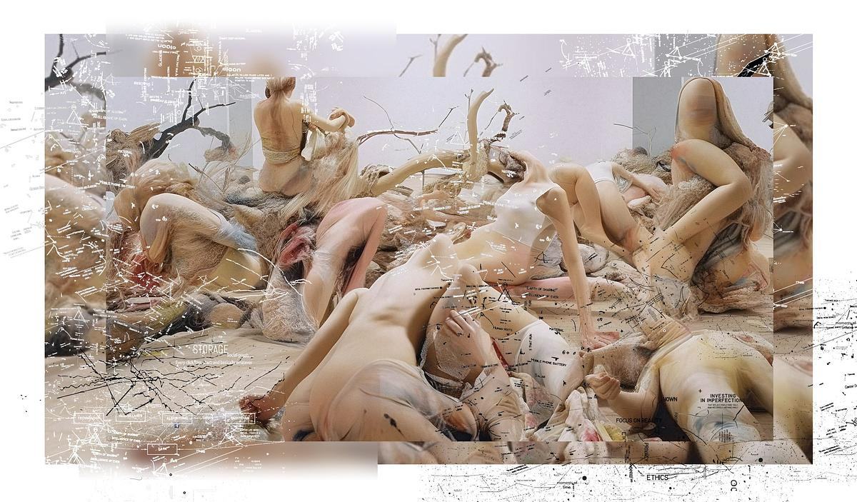 Абстрактное изображение с телами в танце
