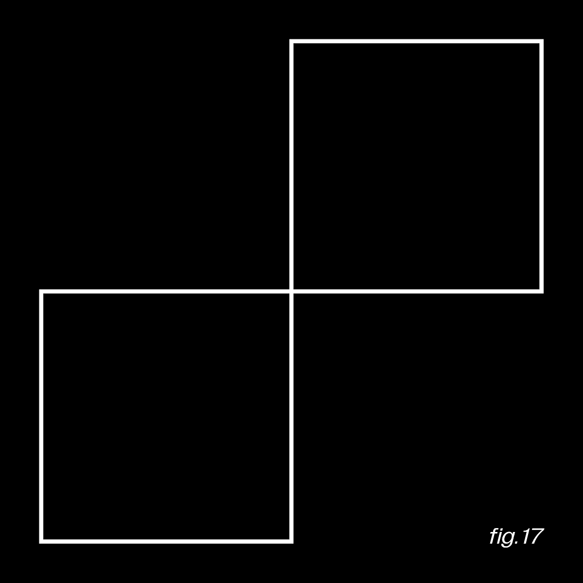 Изображение. Черный квадрат, белая линия внутри создает еще два квадрата, которые касаются друг друга одним углом