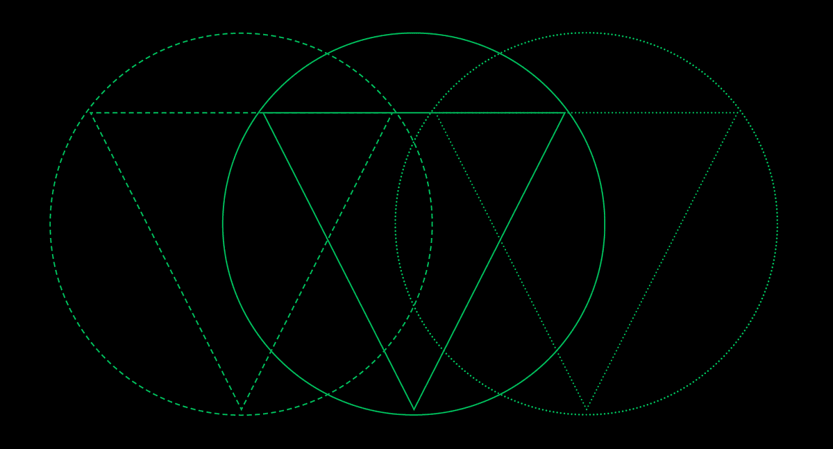 Титульное изображение для страницы события: белая геометричная схема из треугольников квадратов и кругов