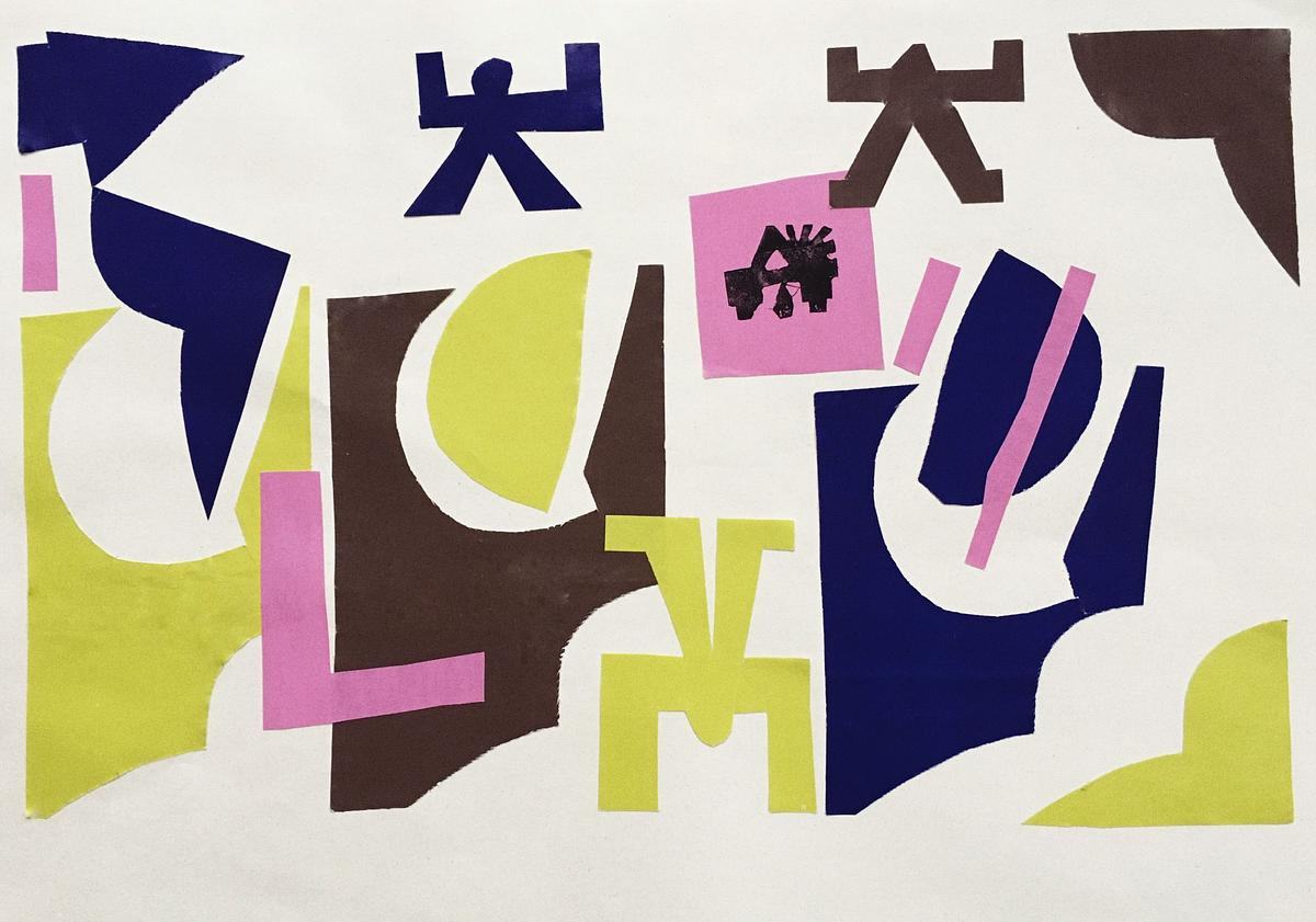 Титульное изображение для страницы события: аппликация, схематичные человечки желтого, синего и коричневого цвета в окружении геометричных фигур таких же цветов