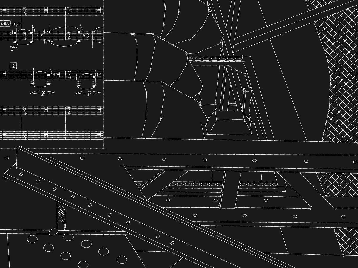 Титульное изображение для страницы события: фрагмент чертежа некоего устройства, белые линии на темно-сером фоне