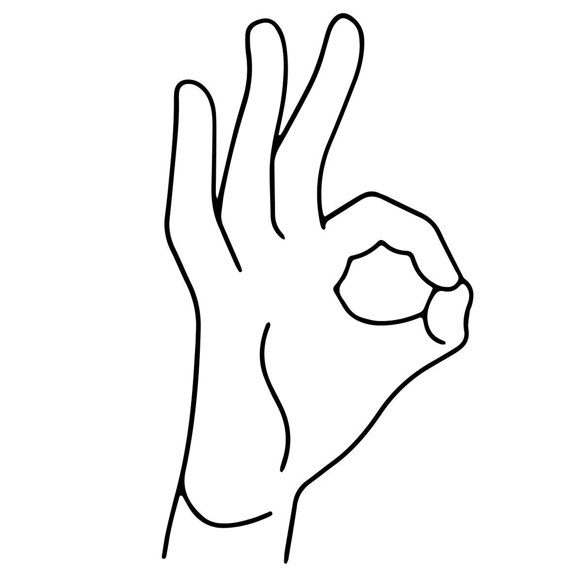 Рисунок, жест "О" на Русском жестовом языке