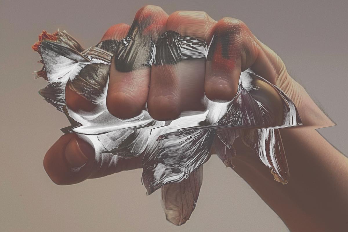 Рука сжимает металл