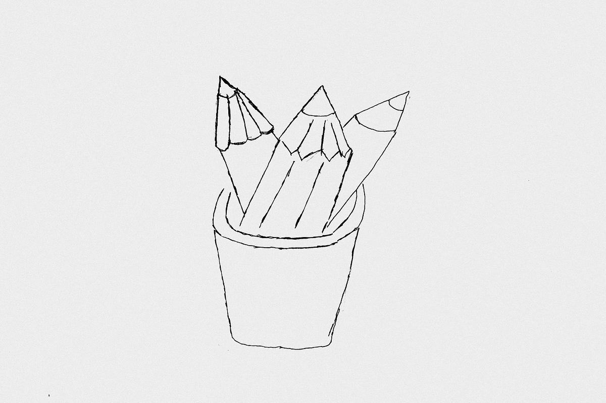 Рисунок: стакан с карандашами