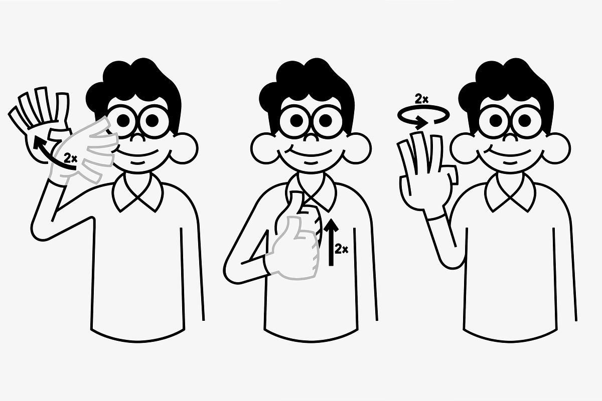 Схематическое изображение жестов РЖЯ