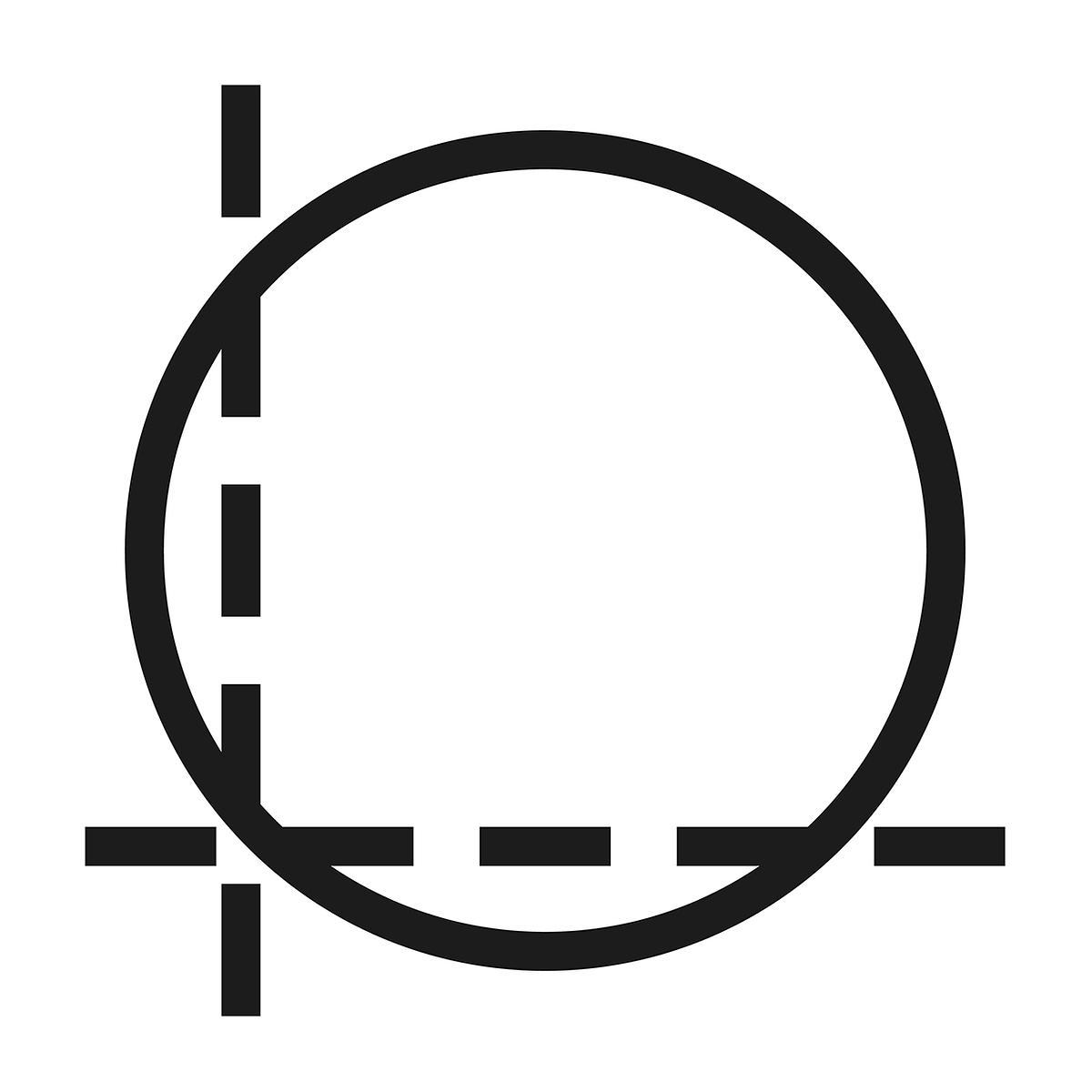 круг и пунктирные перпендикулярные линии