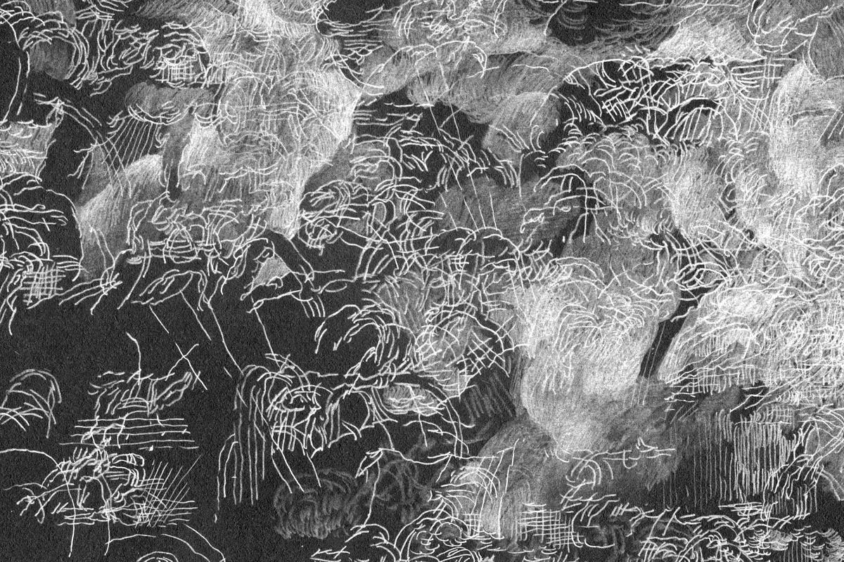 Абстрактное изображение белых штрихов на темно-сером фоне