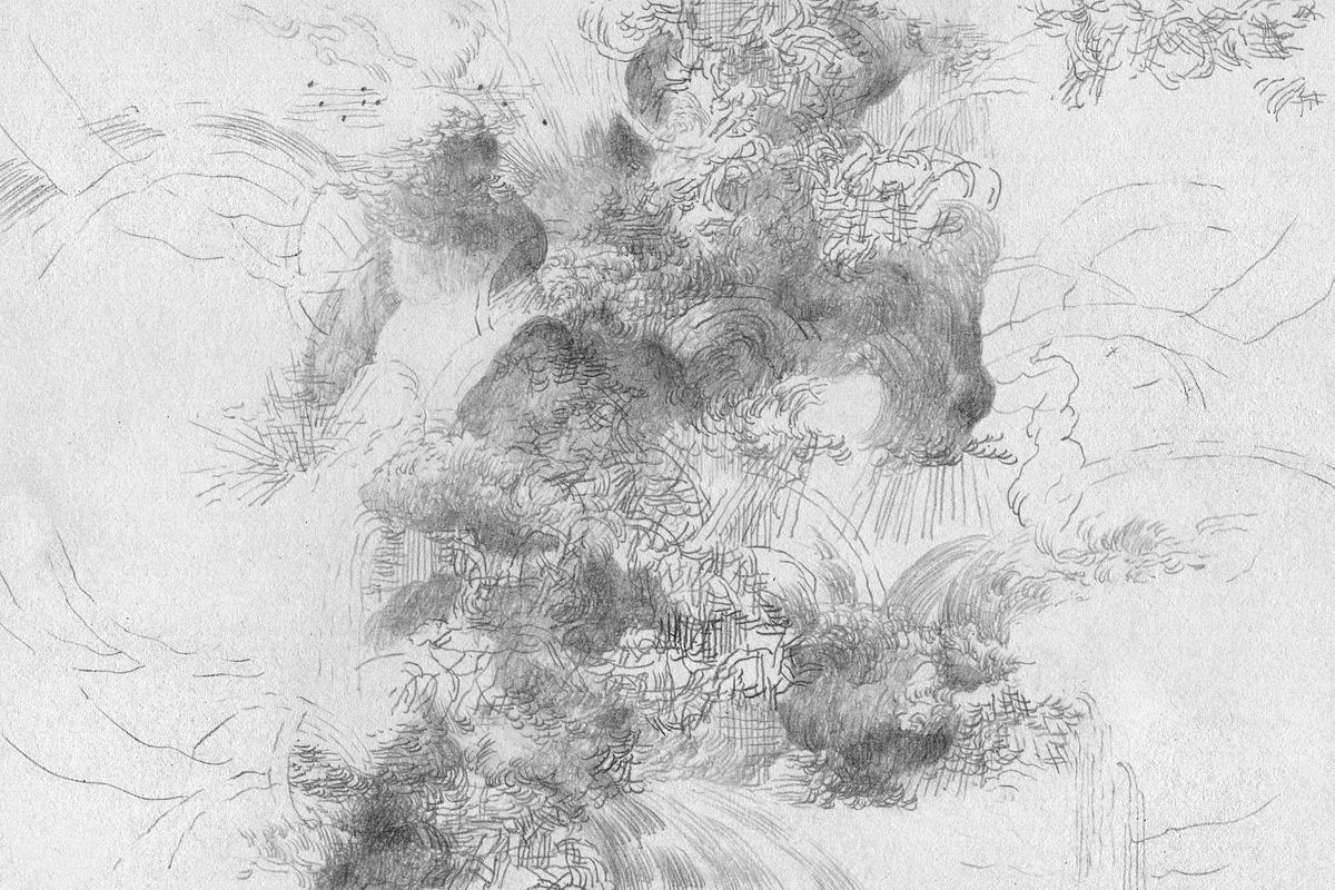 Карандашная графика, облачная текстура