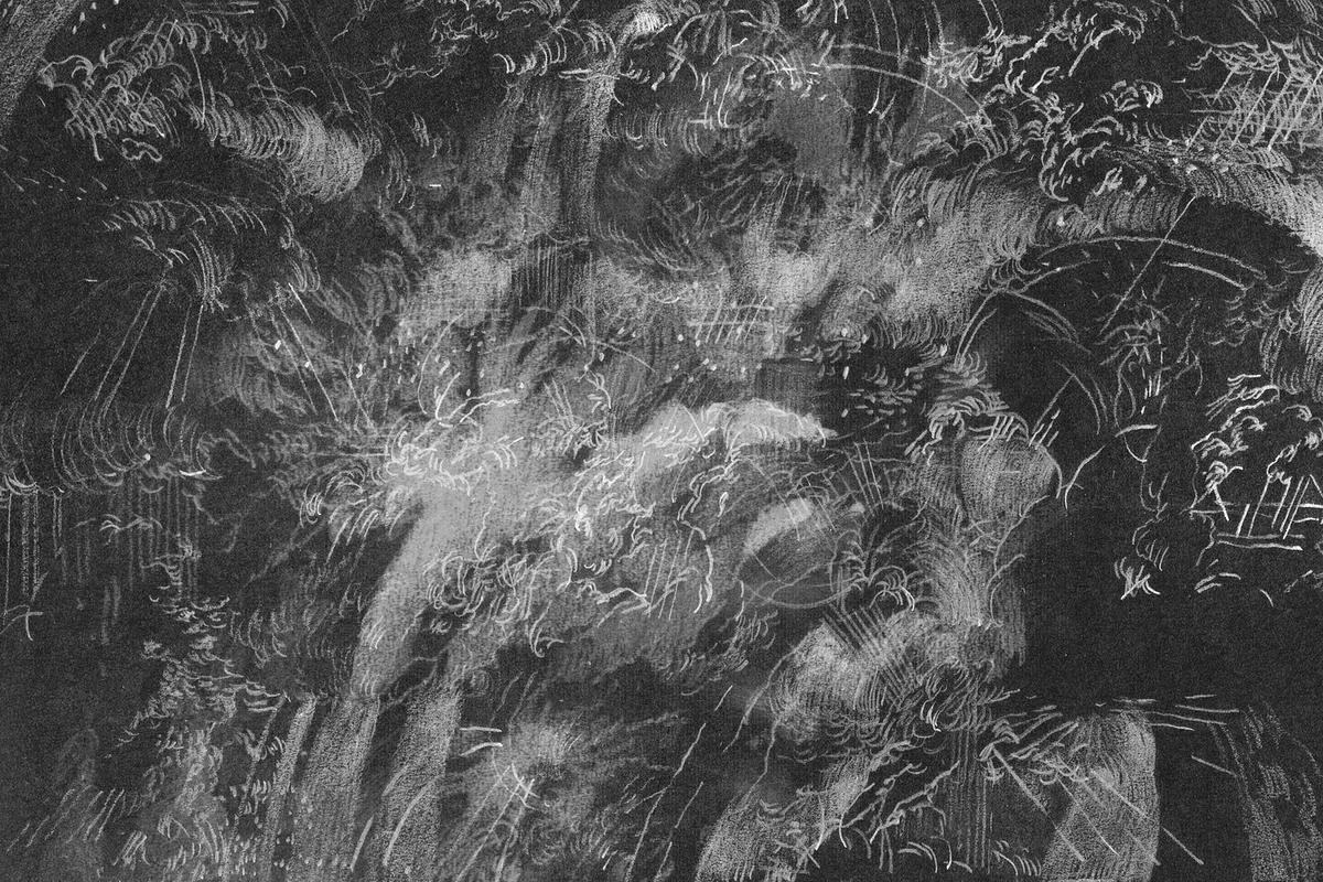 Карандашная графика, облачная текстура