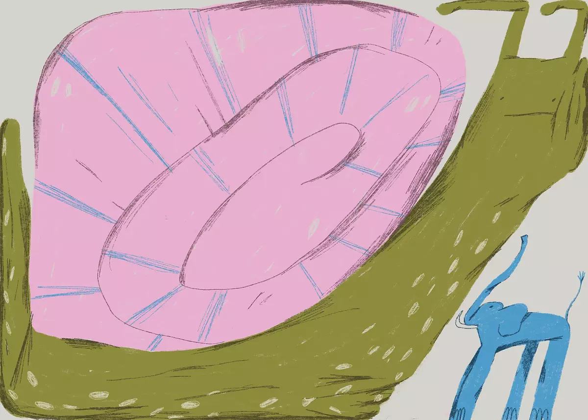 Иллюстрация, улитка больше слона