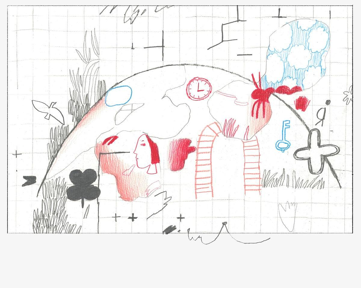 Рисунок круглого домика и его обитателей