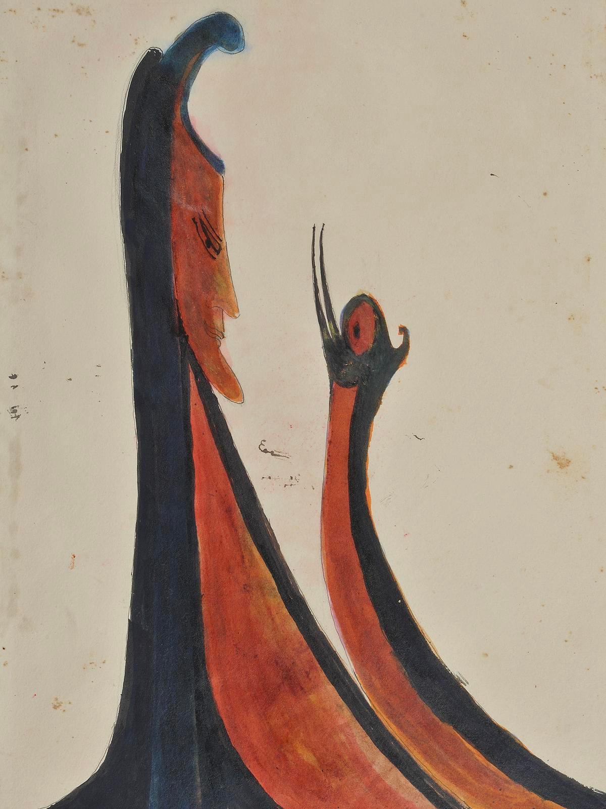 Рисунок, человек и птица